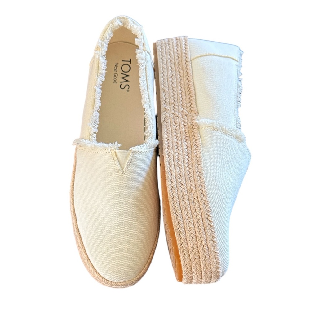 Toms Espadrille Platform Slip-On Shoes in Cream